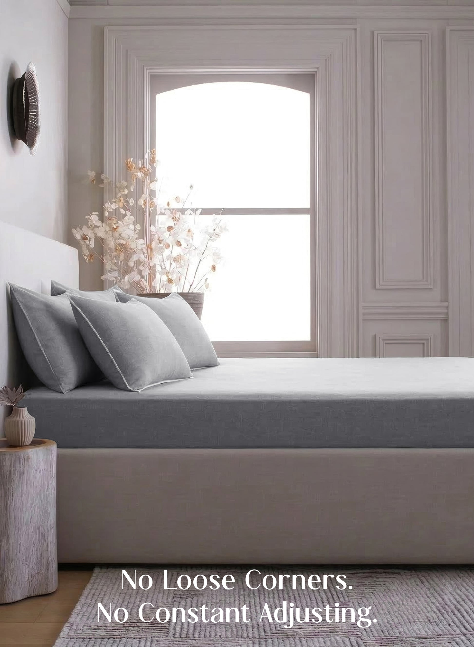 Home Crayons LuxeFit™ Fitted Bedsheet Set | Perfect Fit for Queen & King Mattresses | Quill Gray