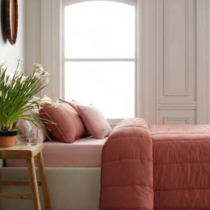 Home Crayons Cocoon AC Comforter Set | 5-Piece Designer Bed Set for Modern Homes | Terracotta