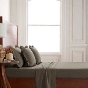 Home Crayons LuxeSoft™ Double Bedsheet Set | Oversized King | Includes 2 Pillow Covers & 2 Cushion Covers | Smoked Coffee