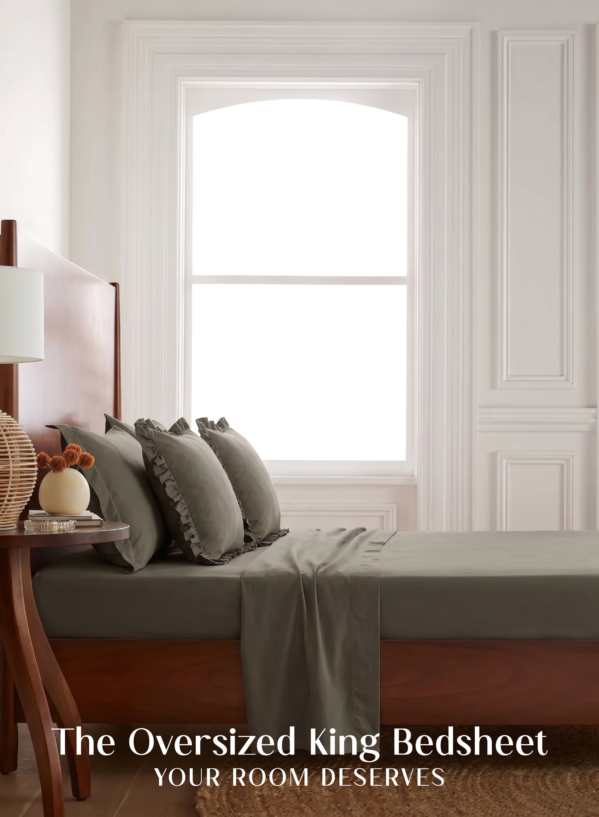 Home Crayons LuxeSoft™ Double Bedsheet Set | Oversized King | Includes 2 Pillow Covers & 2 Cushion Covers | Smoked Coffee