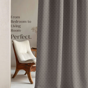 Teramo Jacquard Room Darkening Curtains | Crest Jacquard Weave | Peat Brown | Set of 2 | Fully Customizable