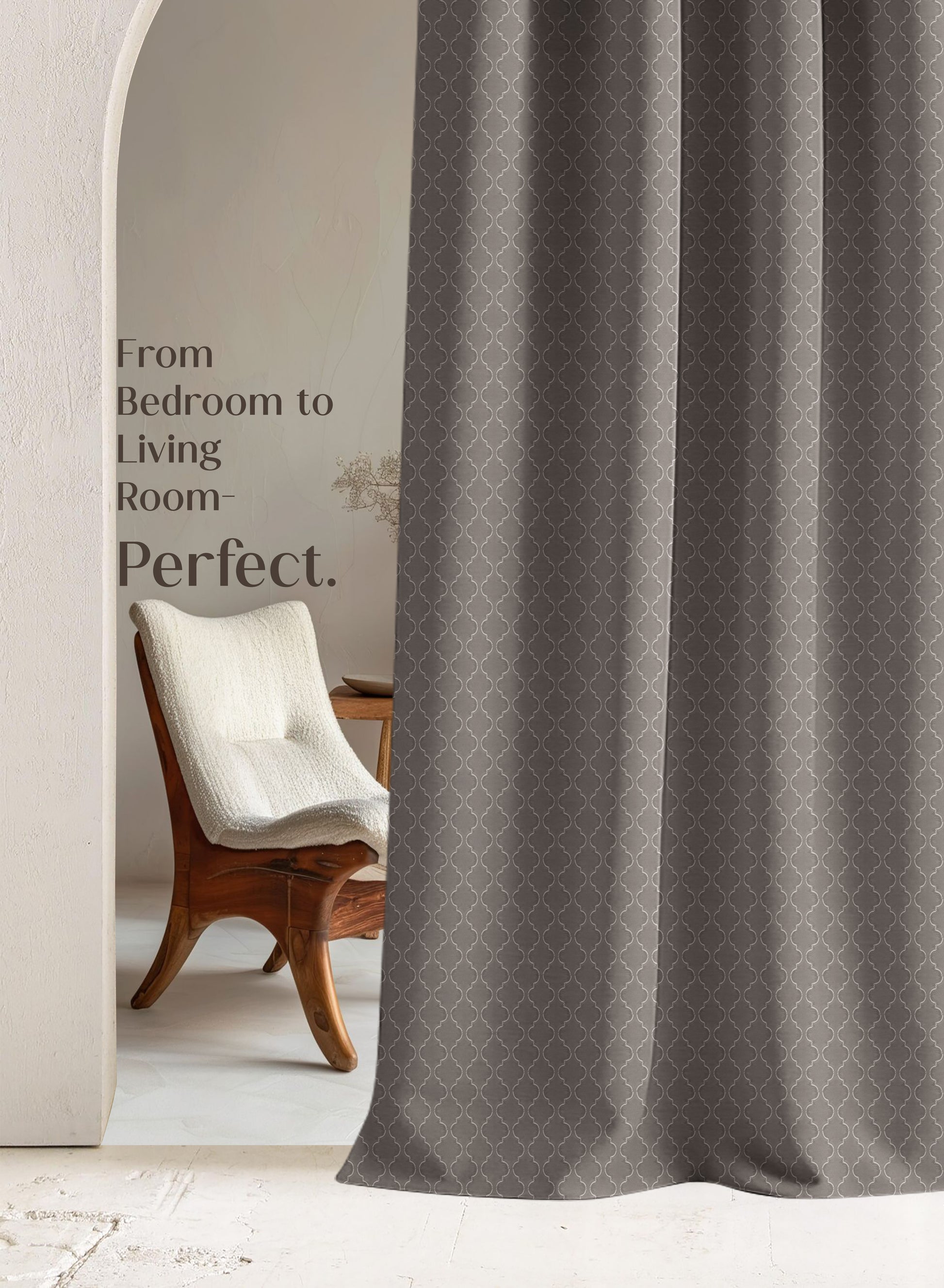 Teramo Jacquard Room Darkening Curtains | Crest Jacquard Weave | Peat Brown | Set of 2 | Fully Customizable