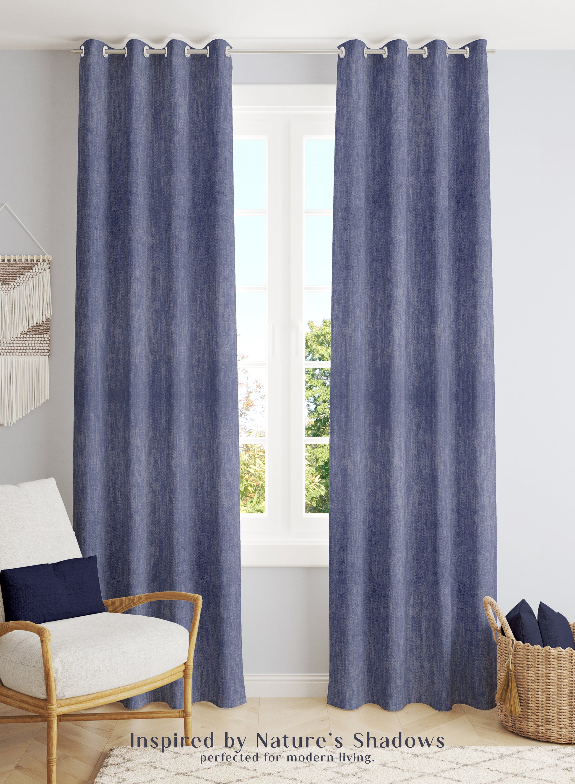 Arezzo Plain Blackout Curtains | Soft Heavy Fabric & Total Light Block | Comet Blue | Set of 2 | Fully Customizable