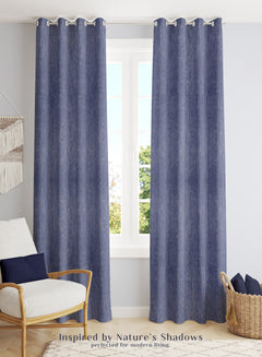 Arezzo Plain Blackout Curtains | Soft Heavy Fabric & Total Light Block | Comet Blue | Set of 2 | Fully Customizable