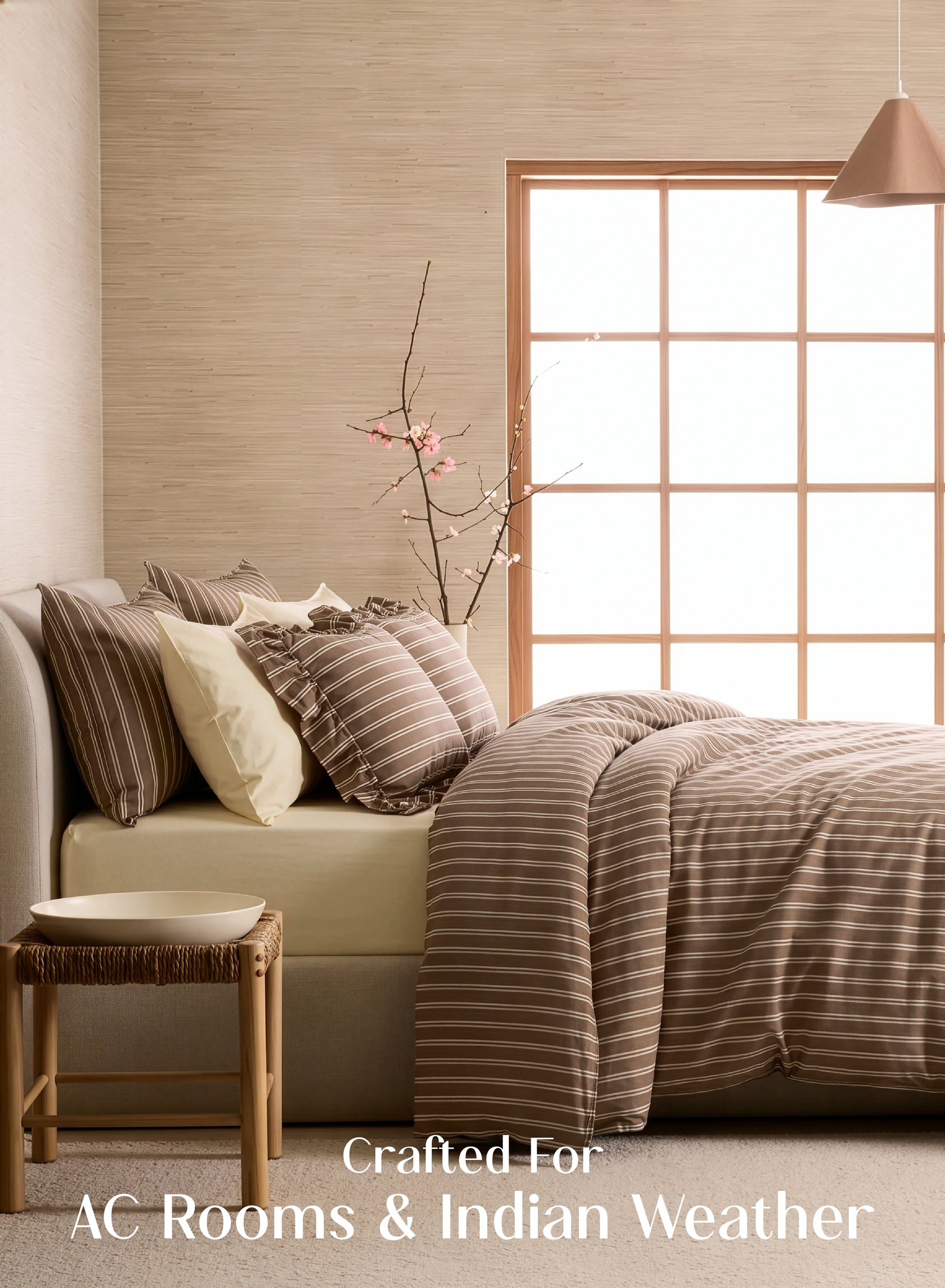 Crayonic™ 8-Piece AC Bedding Set | Signature Designer Bedding for AC Rooms | Café Mocha
