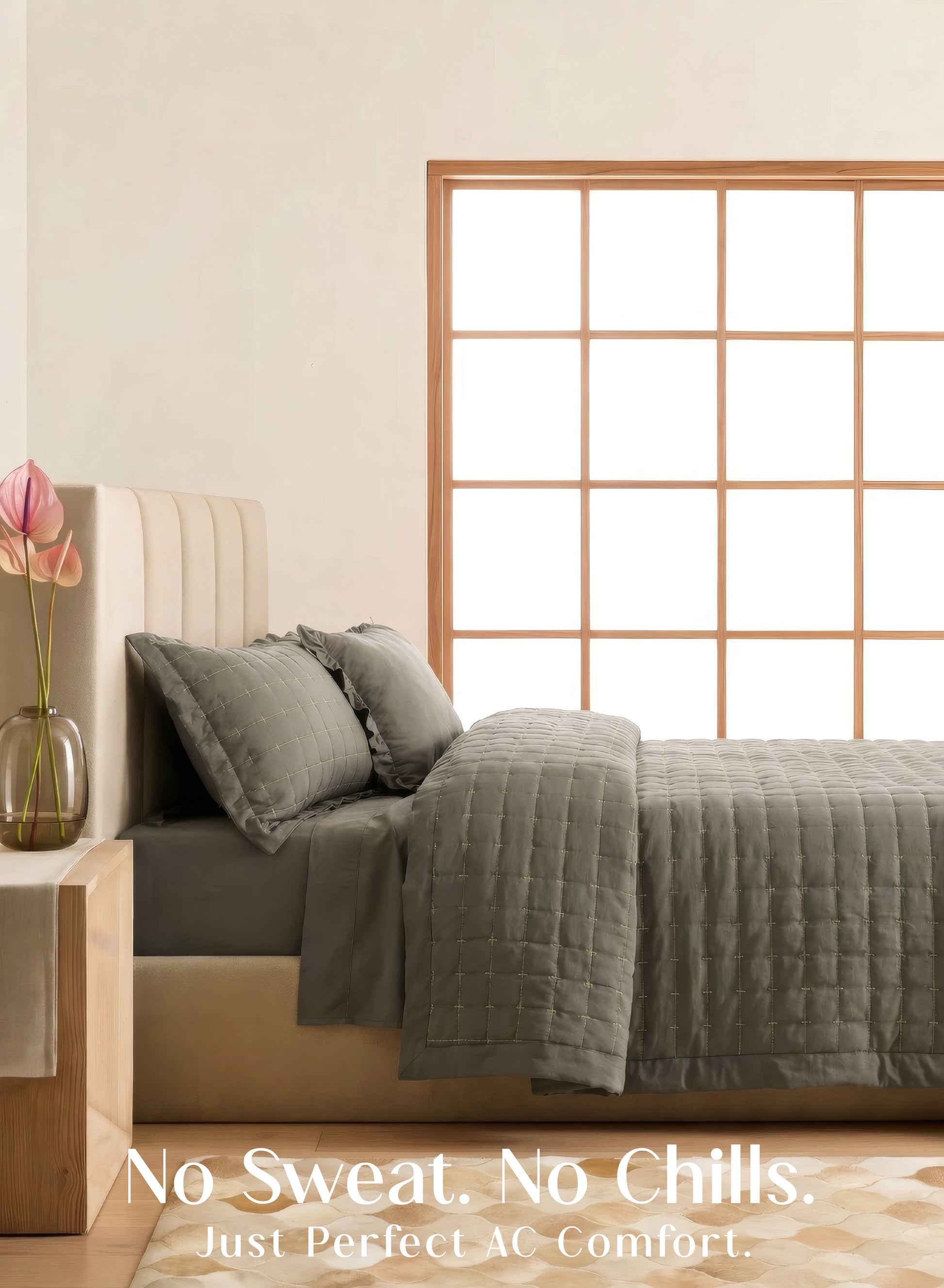 Home Crayons CloudTouch™ 5-Piece AC Comforter Set | 33% Oversized | Includes 2 Pillow & 2 Cushion Covers | Smoked Coffee