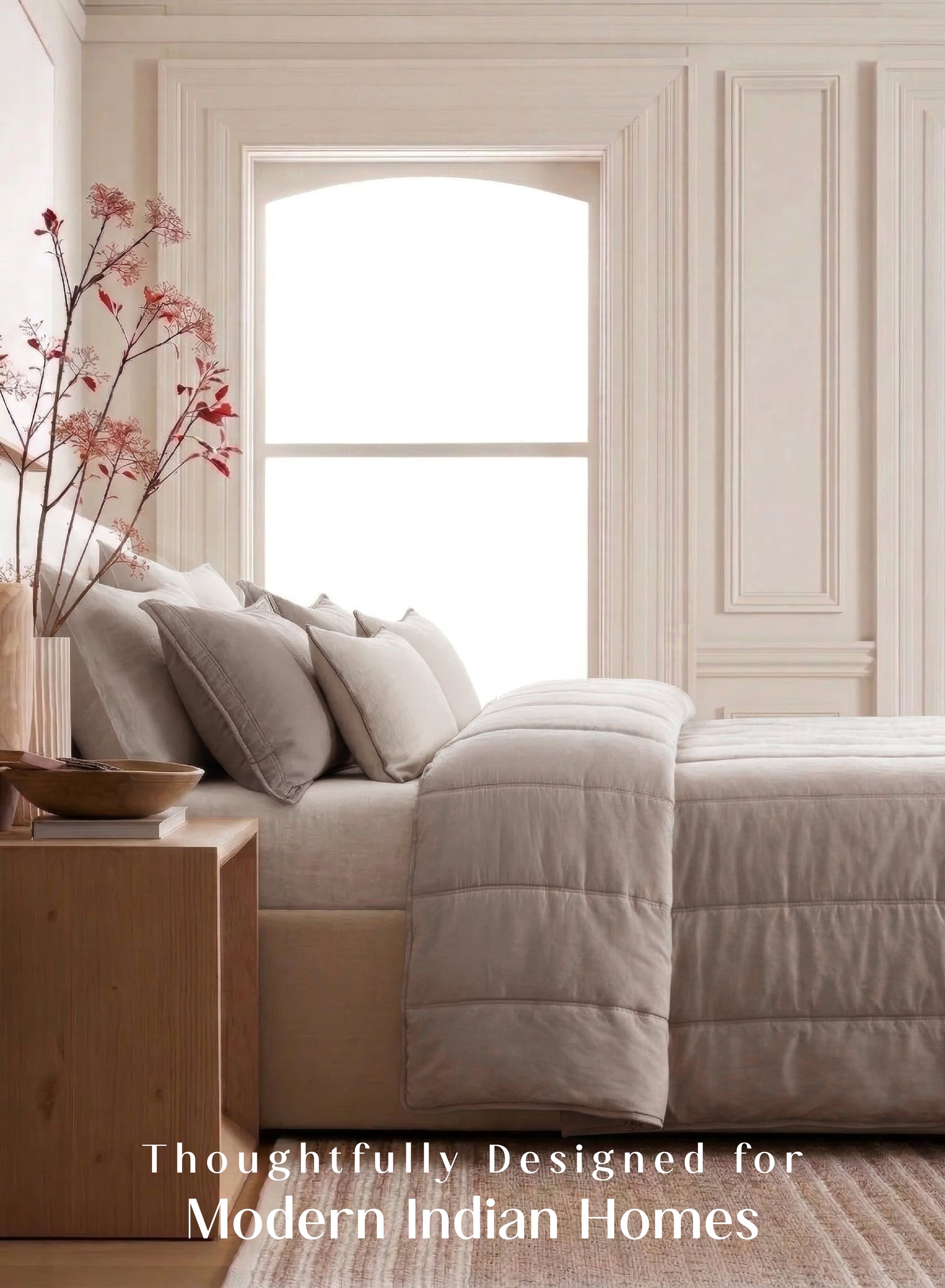 Home Crayons Cocoon 8-Piece AC Bedding Set | Coordinated Comforter, Fitted Sheet & Covers in One Set | Earthy Beige
