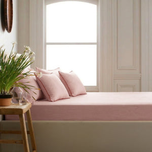 Home Crayons LuxeFit™ Fitted Bedsheet Set | Perfect Fit for Queen & King Mattresses | Pearl Blush