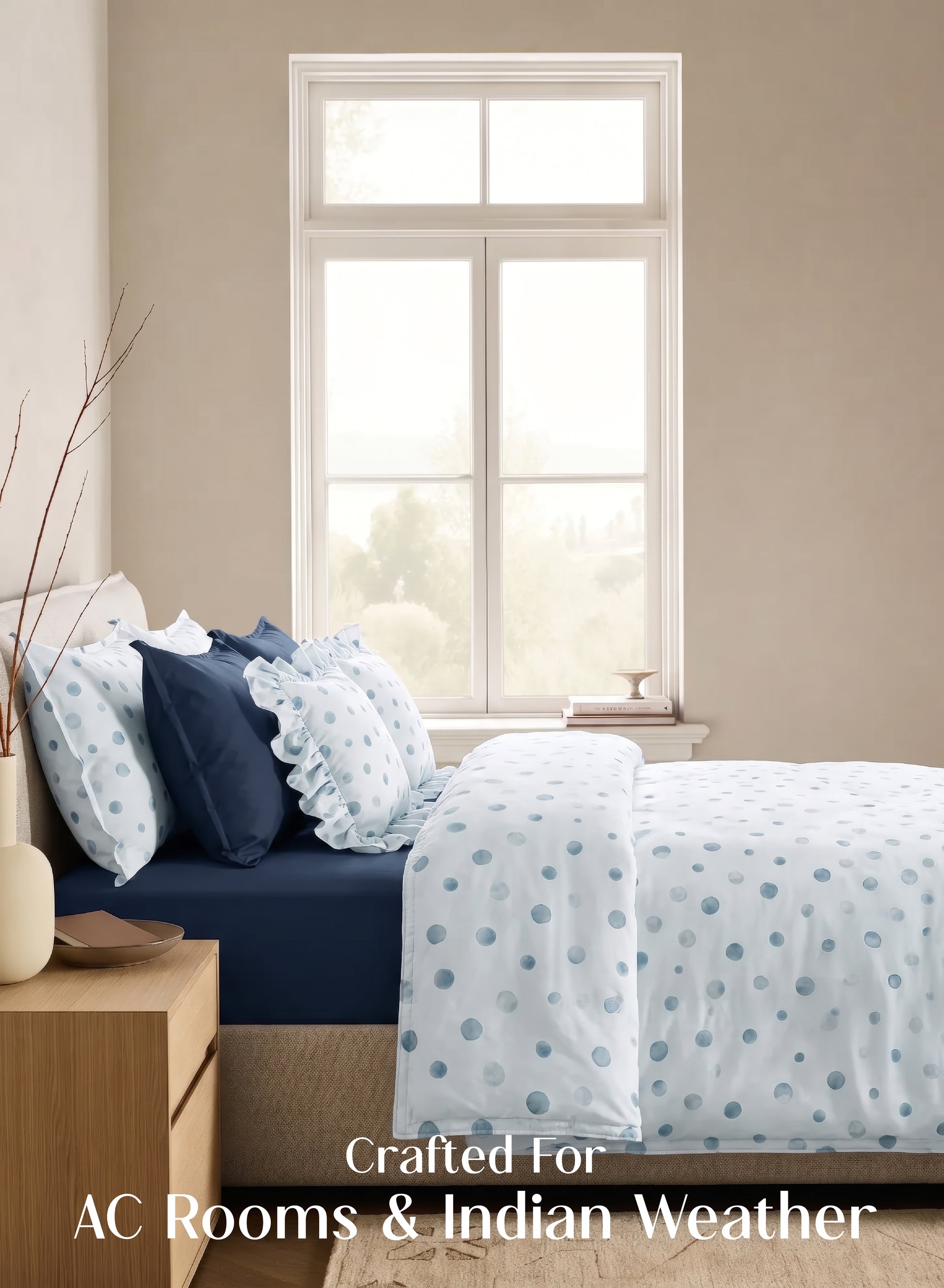 Crayonic™ 8-Piece AC Bedding Set | Signature Designer Bedding for AC Rooms | Bluebell
