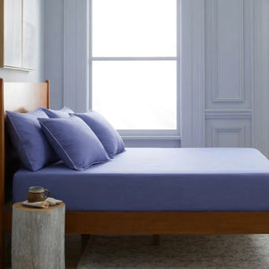 Home Crayons LuxeFit™ Fitted Bedsheet Set | Perfect Fit for Queen & King Mattresses | Persian Indigo
