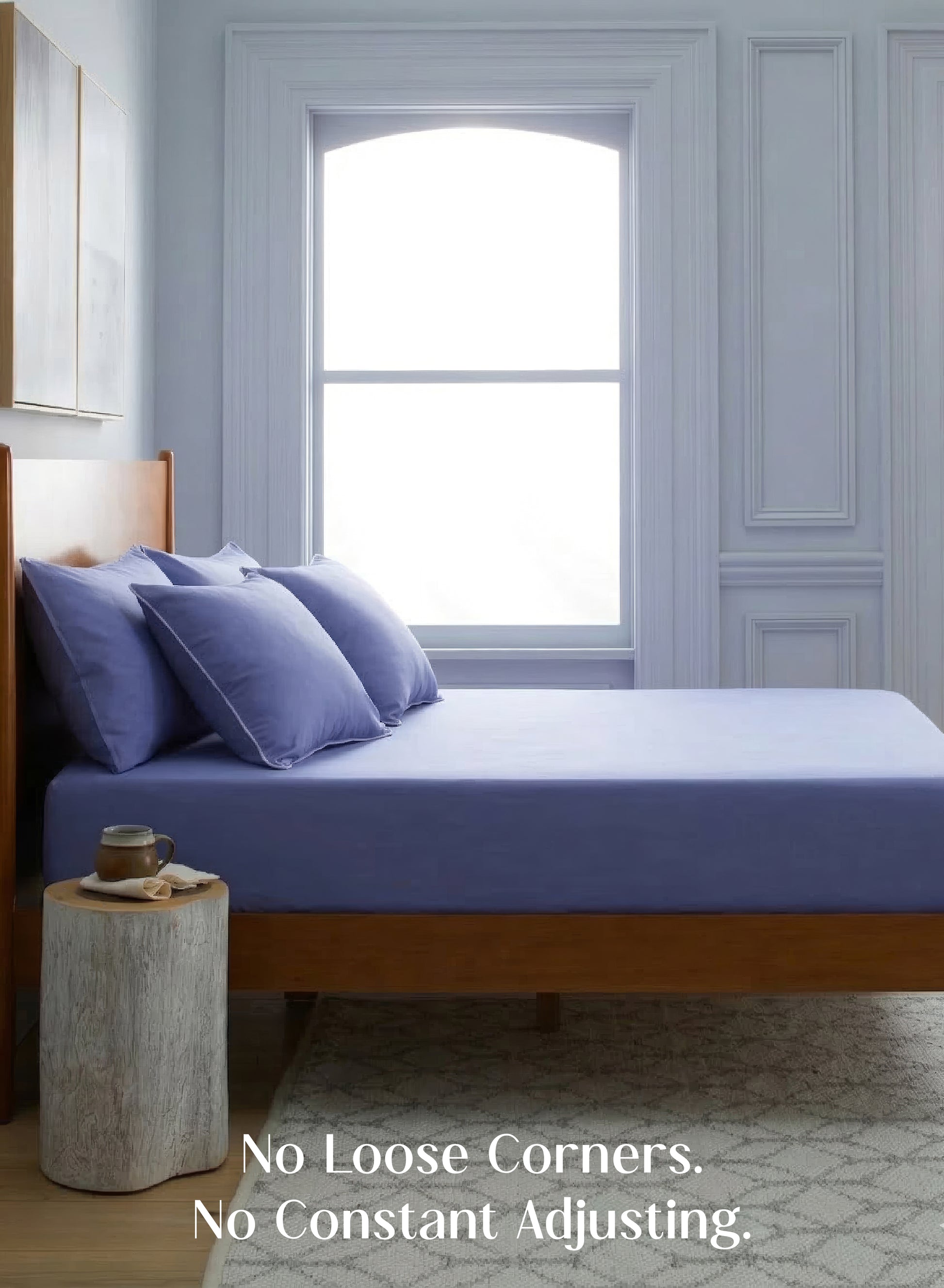 Home Crayons LuxeFit™ Fitted Bedsheet Set | Perfect Fit for Queen & King Mattresses | Persian Indigo