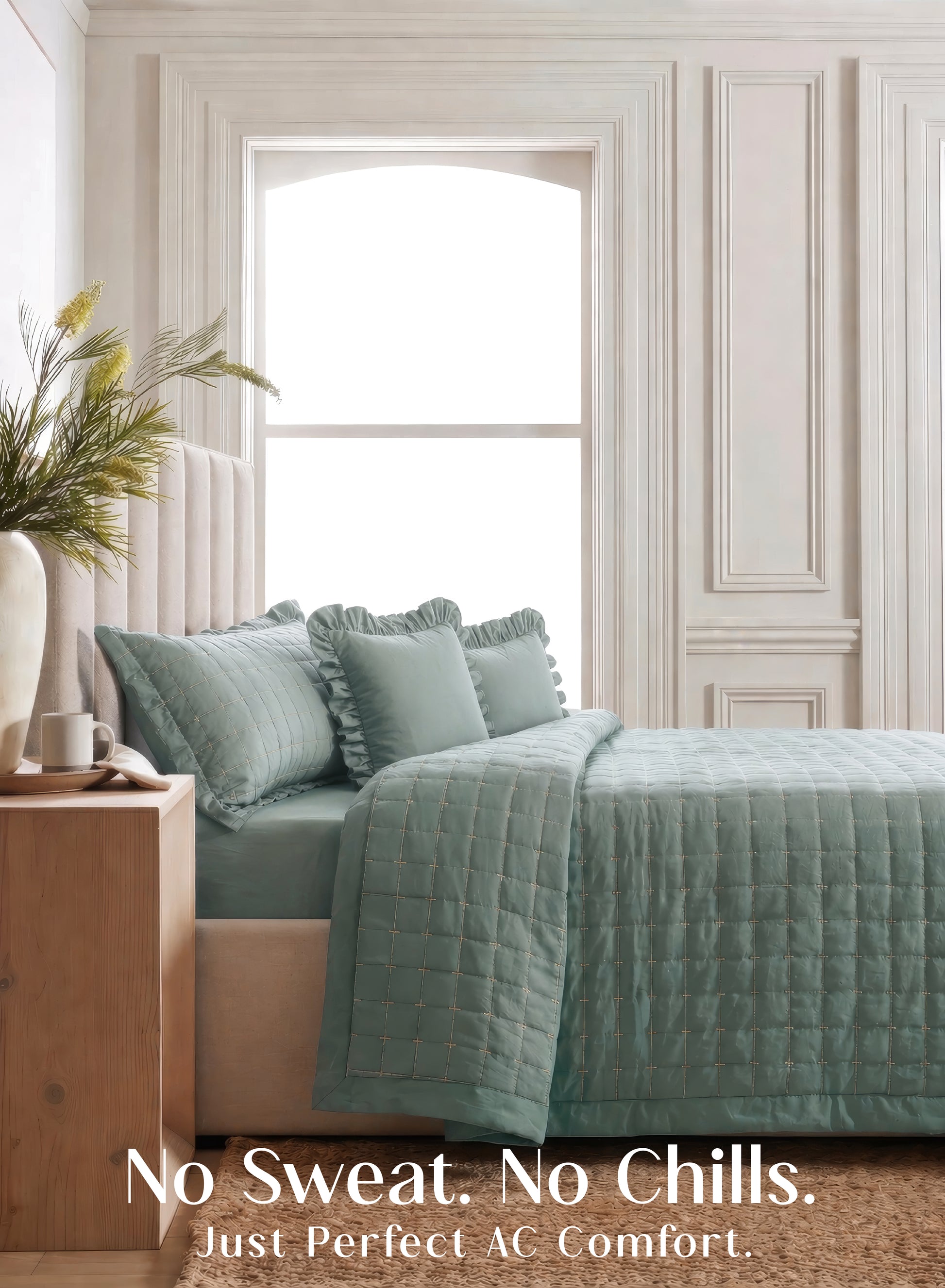 Home Crayons CloudTouch™ 5-Piece AC Comforter Set | 33% Oversized | Includes 2 Pillow & 2 Cushion Covers | Sage Green