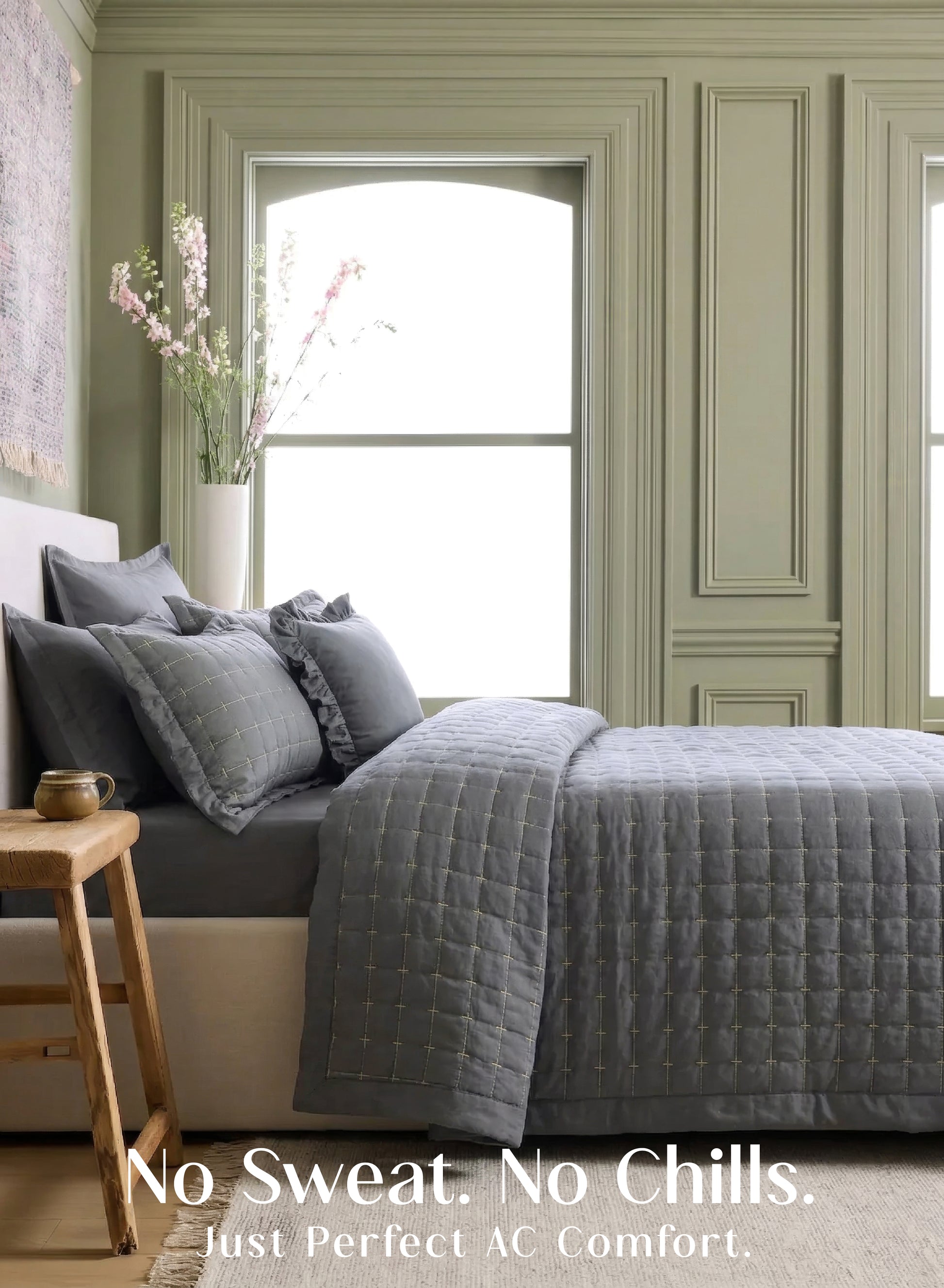 Home Crayons CloudTouch™ 8-Piece AC Bedding Set | Complete Bedroom Upgrade in One Set | Pebble Gray