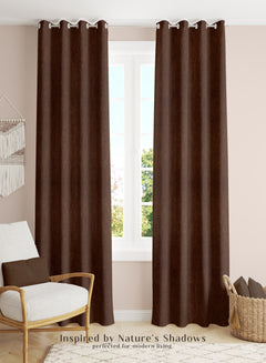 Arezzo Plain Blackout Curtains | Soft Heavy Fabric & Total Light Block | Woody Brown | Set of 2 | Fully Customizable