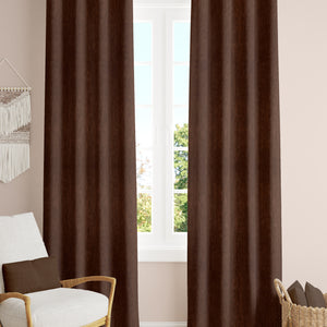 Arezzo Plain Blackout Curtains | Soft Heavy Fabric & Total Light Block | Woody Brown | Set of 2 | Fully Customizable