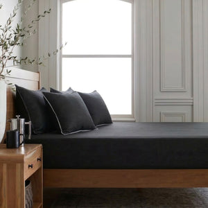 Home Crayons LuxeFit™ Fitted Bedsheet Set | Perfect Fit for Queen & King Mattresses | Ebony Black