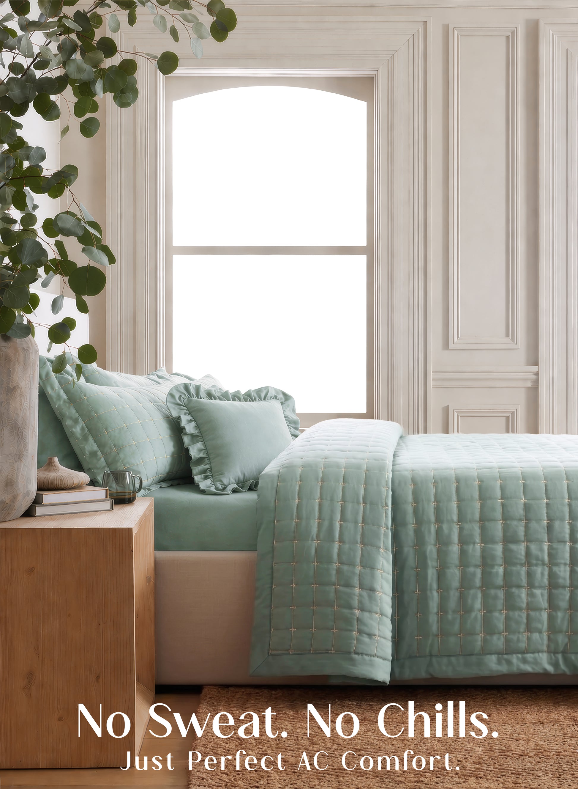 Home Crayons CloudTouch™ 5-Piece AC Comforter Set | 33% Oversized | Includes 2 Pillow & 2 Cushion Covers | Matcha Milk