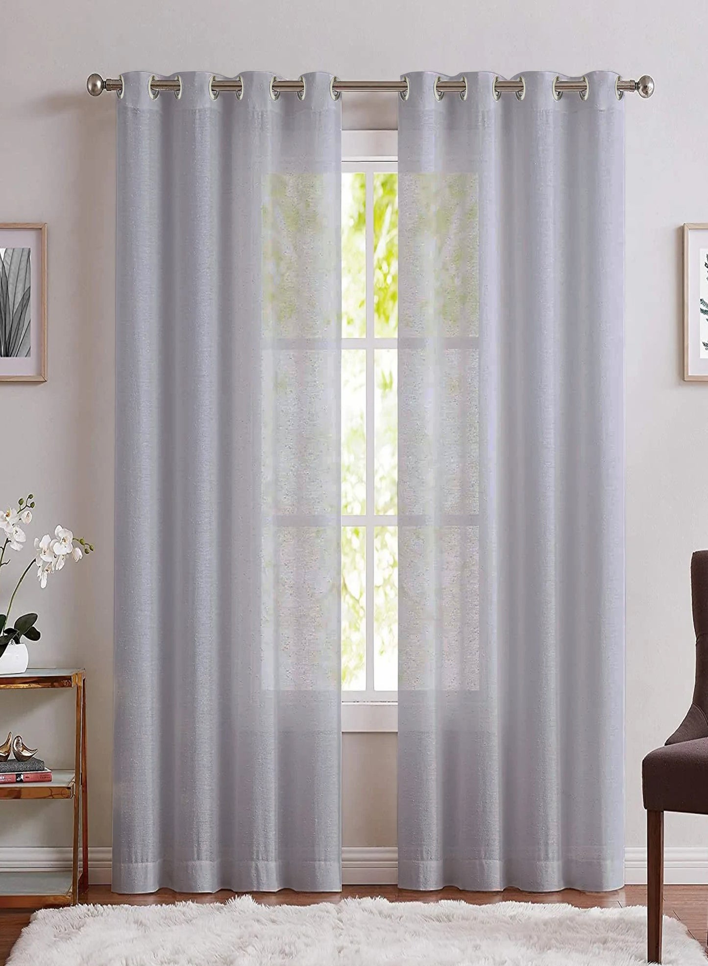 Casper Plain Sheer Curtains | Pearl | Set of 2