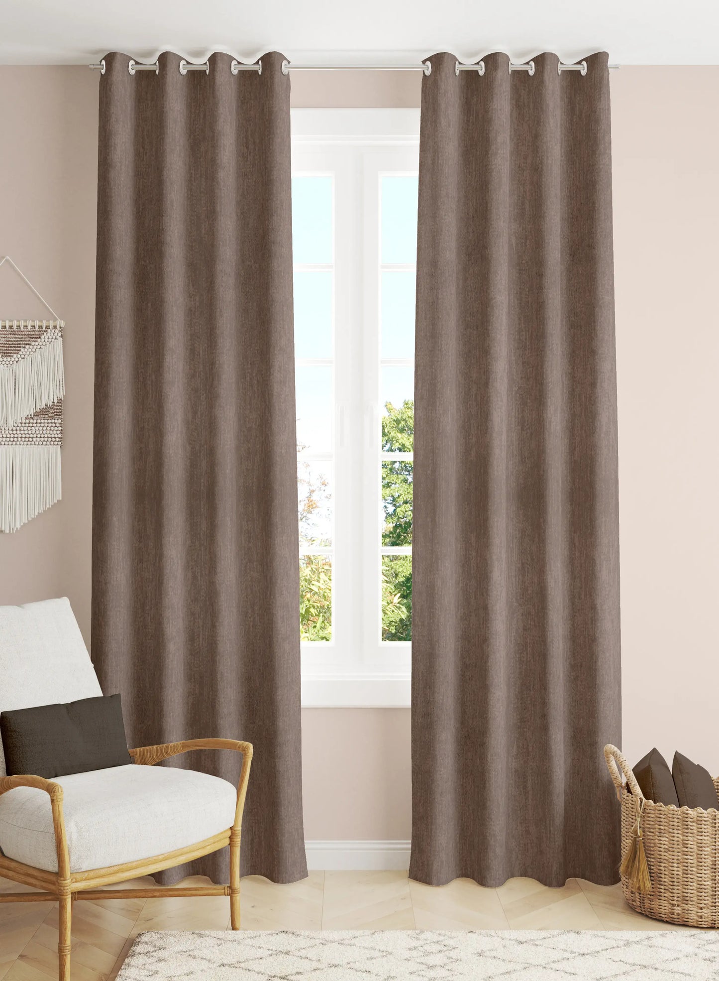 Arezzo Plain Blackout Curtains | Light Almond | Set of 2