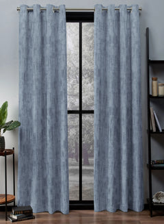Bling Rustic Vibe Blackout Curtains | 100% Cotton | Blue | Set of 2