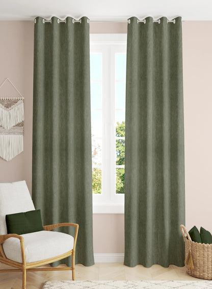 Arezzo Plain Blackout Curtains | Olive Green | Set of 2