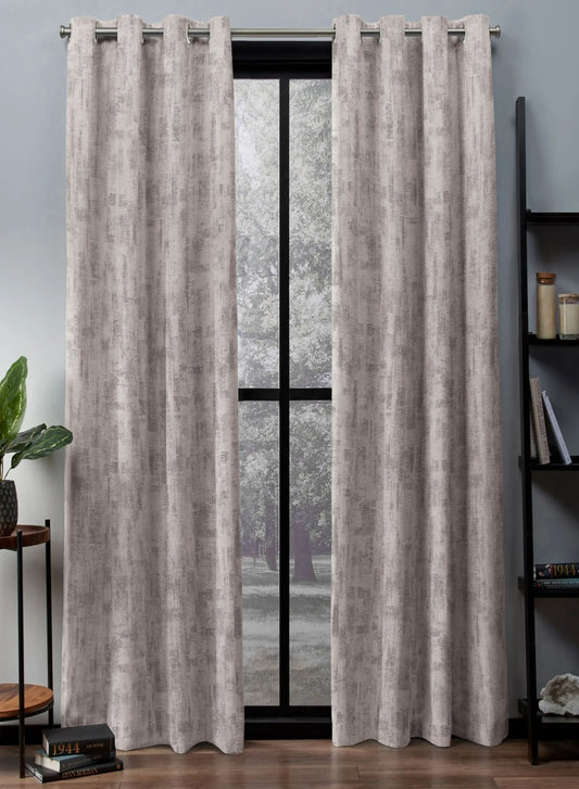 Bling Rustic Vibe Room Darkening Curtains | 100% Cotton | Beige | Set of 2