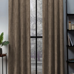 Bling Rustic Vibe Blackout Curtains | 100% Cotton | Cocoa Brown | Set of 2