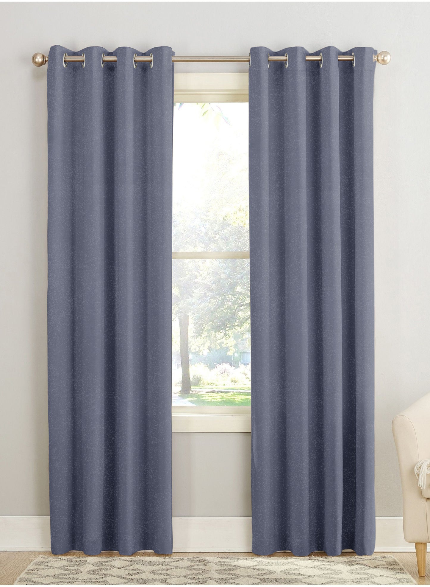 Casper Plain Room Darkening Curtains | Denim Blue | Set of 2