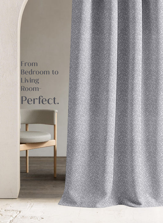 Eudora Jacquard Room Darkening Curtains | European Jacquard Weave | Feather Gray | Set of 2 | Fully Customizable