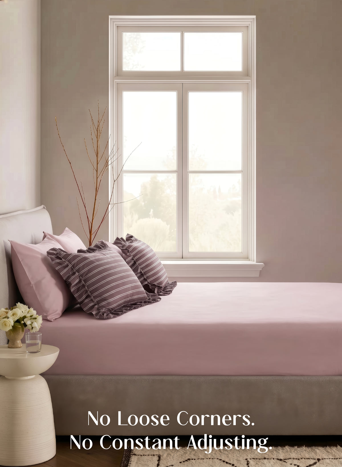LuxeFit™ Fitted Bedsheet Set | Pearl Blush - Merlot
