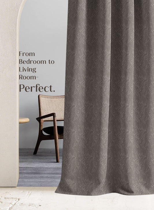 Teramo Jacquard Room Darkening Curtains | Drift Jacquard Weave | Peat Brown | Set of 2 | Fully Customizable