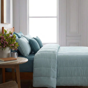 Home Crayons Cocoon 8-Piece AC Bedding Set | Coordinated Comforter, Fitted Sheet & Covers in One Set | Blue Meadow