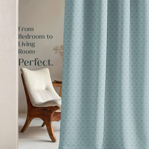Teramo Jacquard Blackout Curtains | Crest Jacquard Weave & Total Light Block | Caribbean Coral | Set of 2 | Fully Customizable