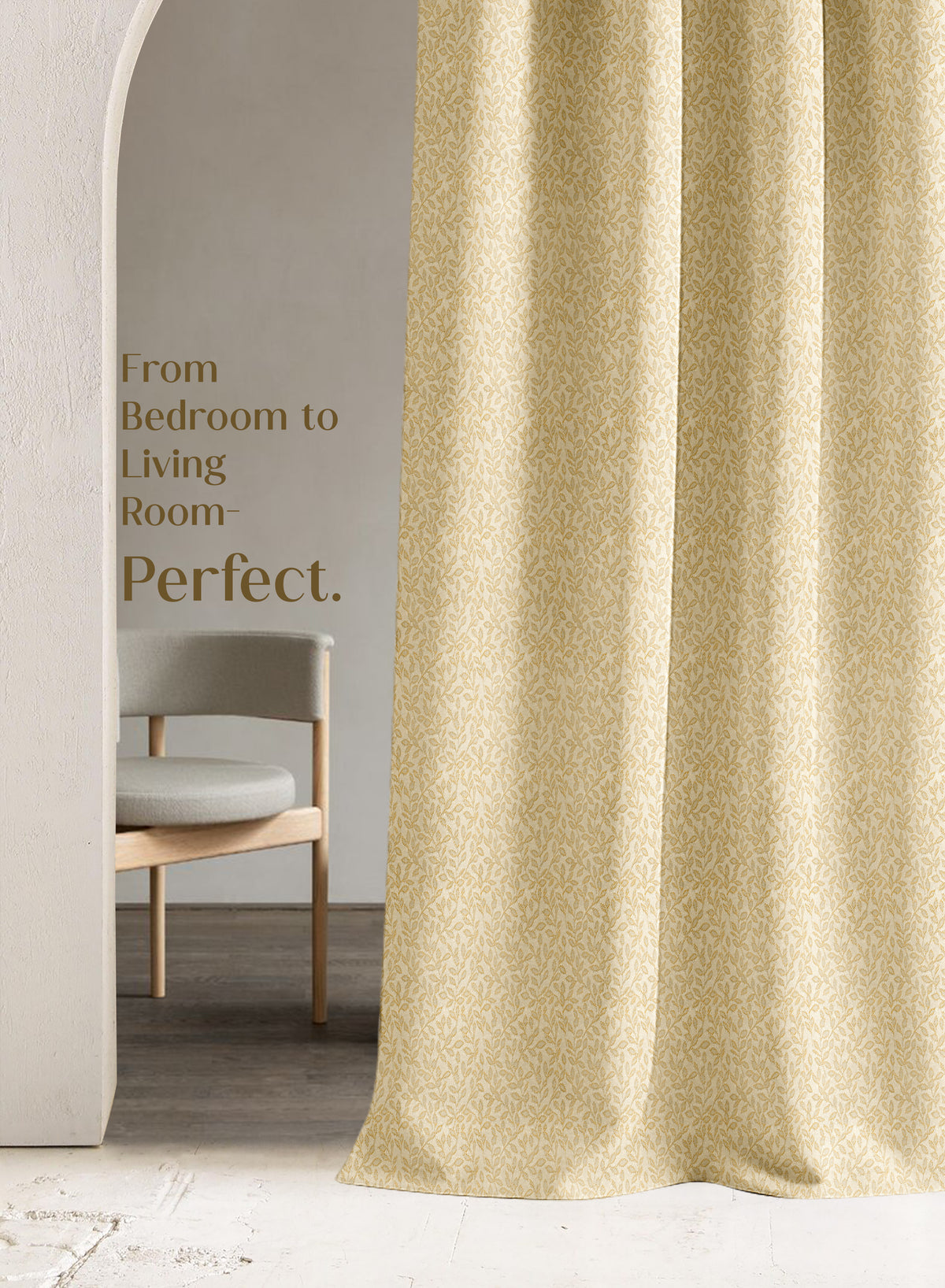 Eudora Jacquard Blackout Curtains | European Jacquard Weave & Total Light Block | Champagne Gold | Set of 2 | Fully Customizable