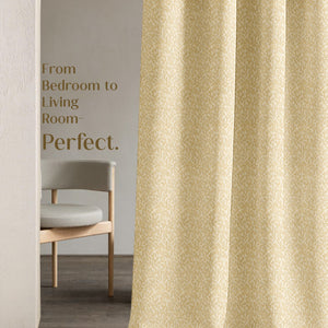 Eudora Jacquard Blackout Curtains | European Jacquard Weave & Total Light Block | Champagne Gold | Set of 2 | Fully Customizable