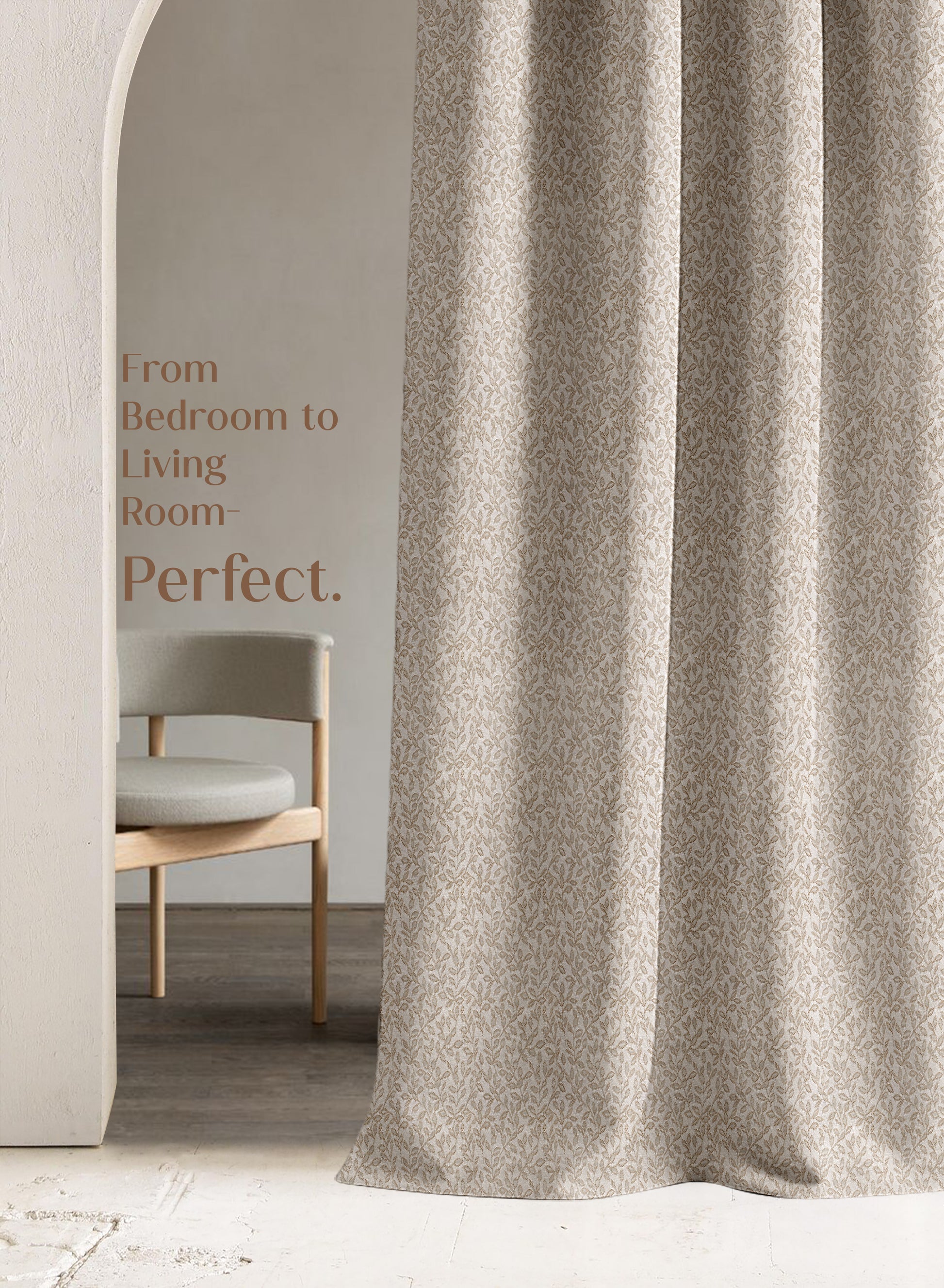 Eudora Jacquard Room Darkening Curtains | European Jacquard Weave | Tan | Set of 2 | Fully Customizable