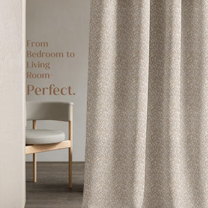 Eudora Jacquard Room Darkening Curtains | European Jacquard Weave | Tan | Set of 2 | Fully Customizable