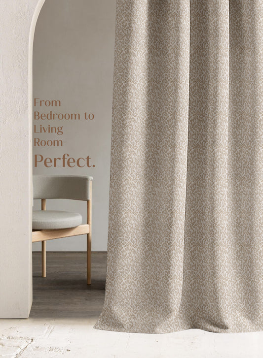 Eudora Jacquard Blackout Curtains | European Jacquard Weave & Total Light Block | Tan | Set of 2 | Fully Customizable