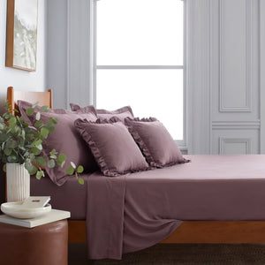 Home Crayons LuxeSoft™ Double Bedsheet Set | Oversized King | Includes 2 Pillow Covers & 2 Cushion Covers | Mulberry