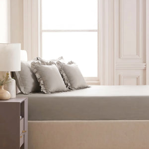 Home Crayons LuxeSoft™ Double Bedsheet Set | Oversized King | Includes 2 Pillow Covers & 2 Cushion Covers | Latte Crème