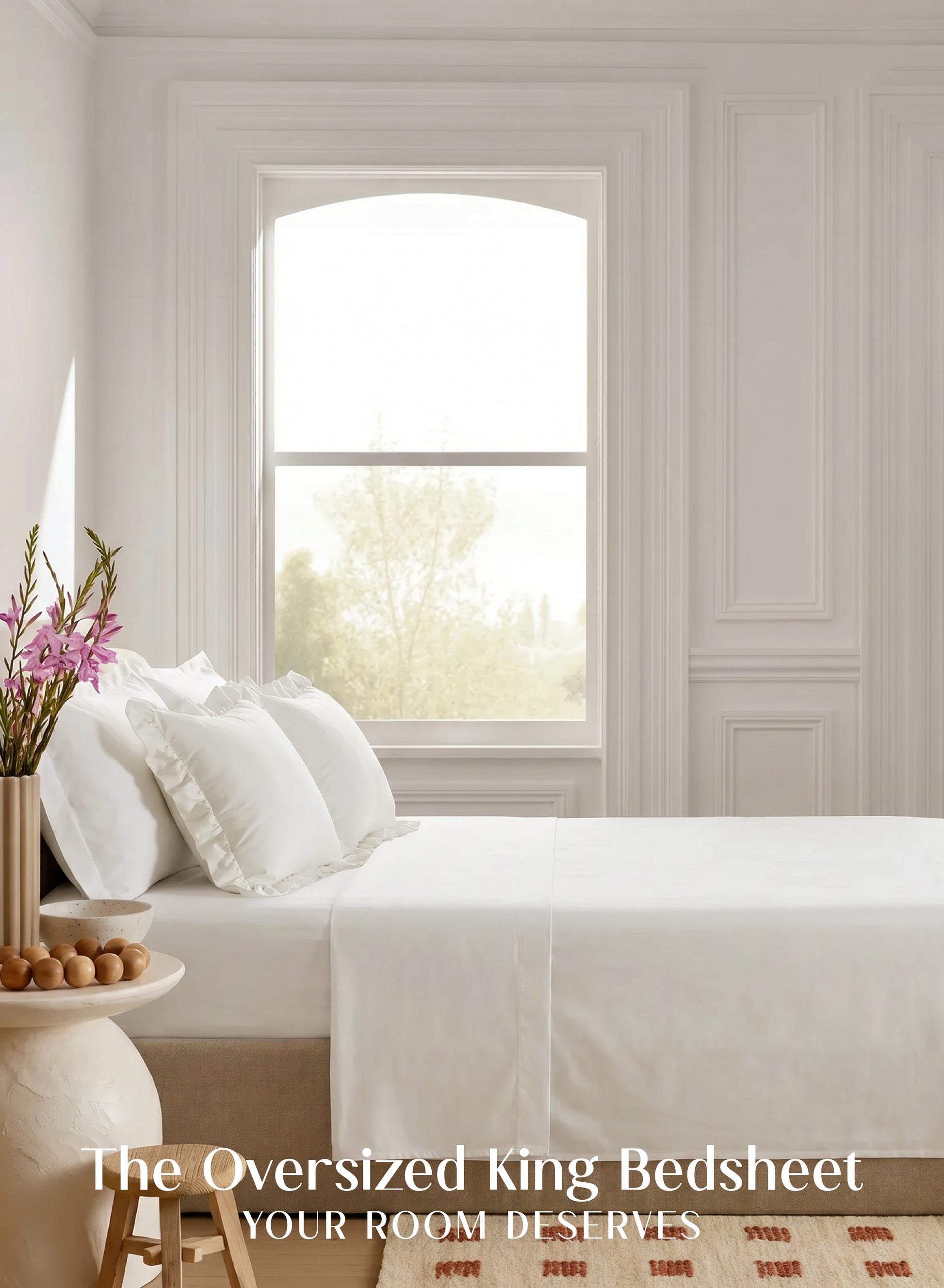 Home Crayons LuxeSoft™ Double Bedsheet Set | Oversized King | Includes 2 Pillow Covers & 2 Cushion Covers | Morning Glory