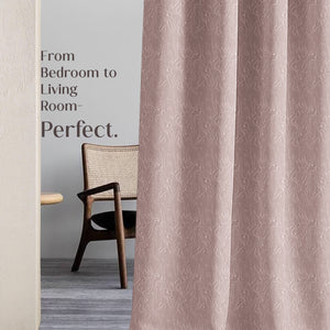 Teramo Jacquard Blackout Curtains | Drift Jacquard Weave & Total Light Block | Dusky Peach | Set of 2 | Fully Customizable