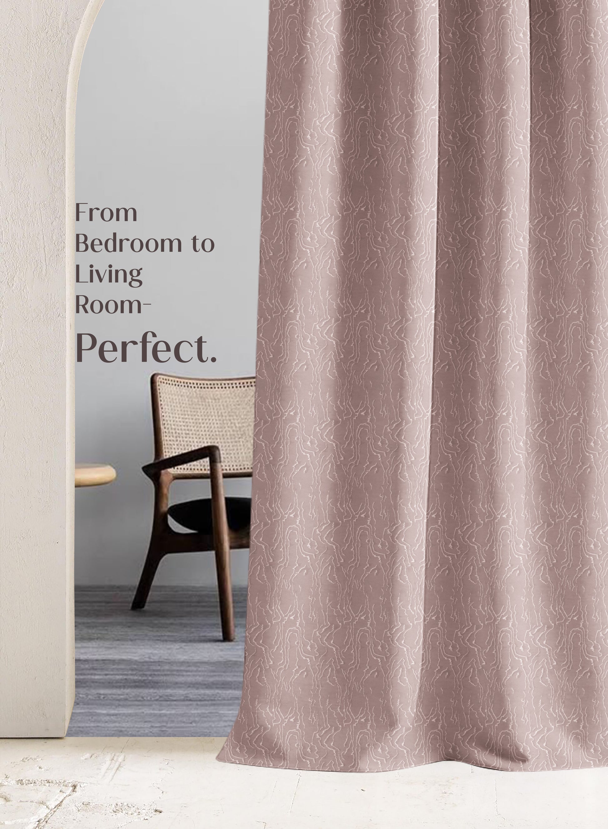 Teramo Jacquard Blackout Curtains | Drift Jacquard Weave & Total Light Block | Dusky Peach | Set of 2 | Fully Customizable
