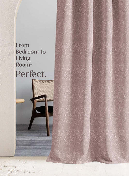 Teramo Jacquard Blackout Curtains | Drift Jacquard Weave & Total Light Block | Dusky Peach | Set of 2 | Fully Customizable