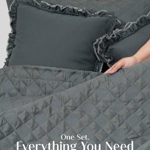 Home Crayons CloudTouch™ Comforter Set | All-Season | 33% Oversized | Includes 2 Pillow Covers & 2 Cushion Covers | Alpine Gray