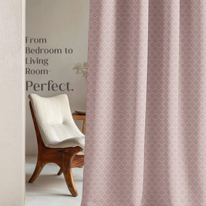 Teramo Jacquard Room Darkening Curtains | Crest Jacquard Weave | Dusky Peach | Set of 2 | Fully Customizable