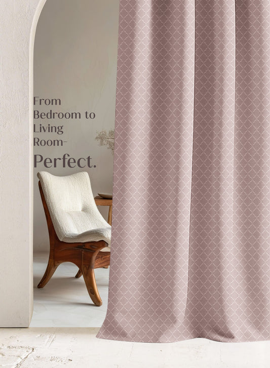 Teramo Jacquard Room Darkening Curtains | Crest Jacquard Weave | Dusky Peach | Set of 2 | Fully Customizable
