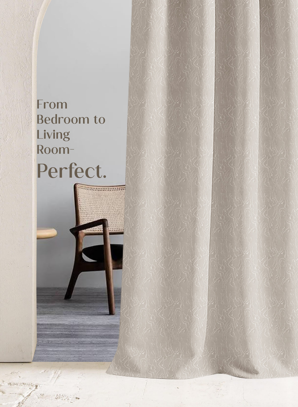 Teramo Jacquard Room Darkening Curtains | Drift Jacquard Weave | Sahara Beige | Set of 2 | Fully Customizable