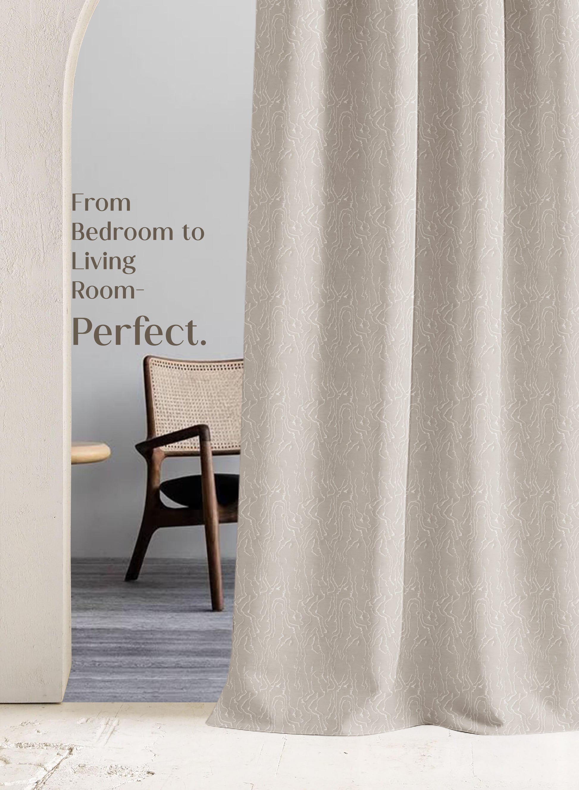 Teramo Jacquard Room Darkening Curtains | Drift Jacquard Weave | Sahara Beige | Set of 2 | Fully Customizable