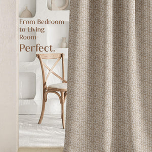 Eudora Jacquard Room Darkening Curtains | Pebble Jacquard Weave | Tan | Set of 2 | Fully Customizable